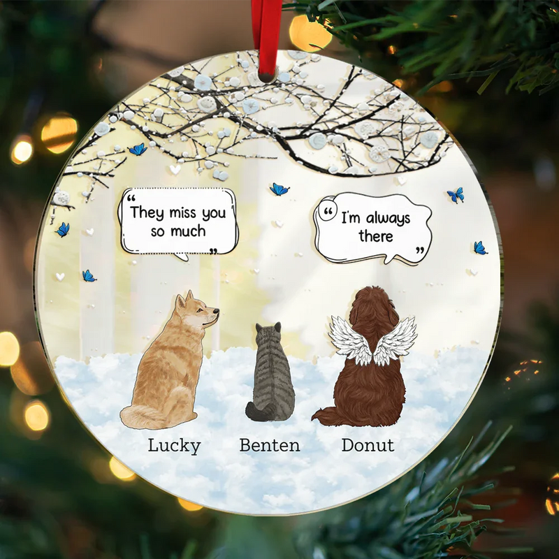 Pet Lovers, Dog Lovers, Cat Lovers - Dog Cat Memorial They Still Talk About You - Personalized Custom Shaped Mirror Ornament