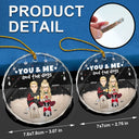 Christmas, Pet Couple - You And Me And The Dogs Semi Real - Personalized Circle Glass Ornament
