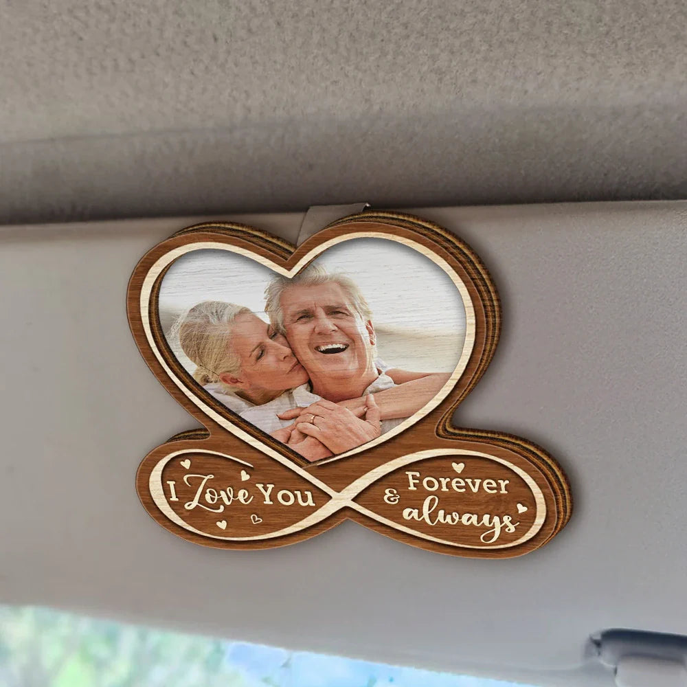 Gift For Couples,Gift For Husband,Gift For Wife,Gift For Boyfriend,Gift For Girlfriend,Love - Custom Photo Heart Drive Safe - Personalized Custom Shaped Car Visor Clip
