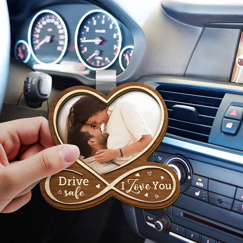 Gift For Couples,Gift For Husband,Gift For Wife,Gift For Boyfriend,Gift For Girlfriend,Love - Custom Photo Heart Drive Safe - Personalized Custom Shaped Car Visor Clip