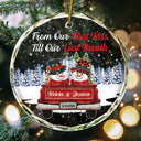 Gift For Couples,Gift For Husband,Gift For Wife,Gift For Boyfriend,Gift For Girlfriend - From Our First Kiss Till Our Last Breath - Personalized Circle Glass Ornament