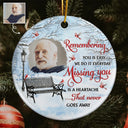 Memorial,Custom Photo,Christmas,Sad - Custom Photo Remembering You Is Easy Memorial - Personalized Circle Ceramic Ornament