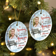 Memorial,Custom Photo,Christmas,Sad - Custom Photo Remembering You Is Easy Memorial - Personalized Circle Ceramic Ornament