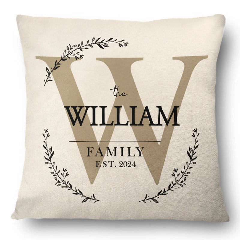 Family - Monogram Family Name - Personalized Pillow