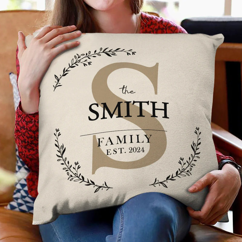 Family - Monogram Family Name - Personalized Pillow