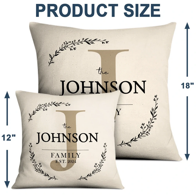 Family - Monogram Family Name - Personalized Pillow