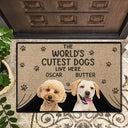 Custom Photo,Dog Lovers,Dog Mom,Dog Dad,Funny - Custom Photo The World's Cute Dog Lives Here - Personalized Doormat