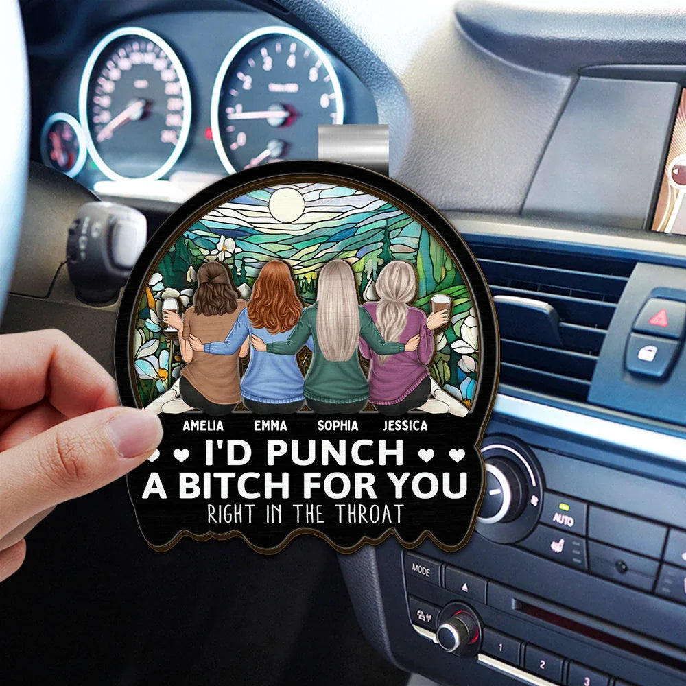 Gift For Bestie, Gifts For Colleagues, Gift For Sisters - Right In The Throat Besties Sisters - Personalized Custom Shaped Car Visor Clip