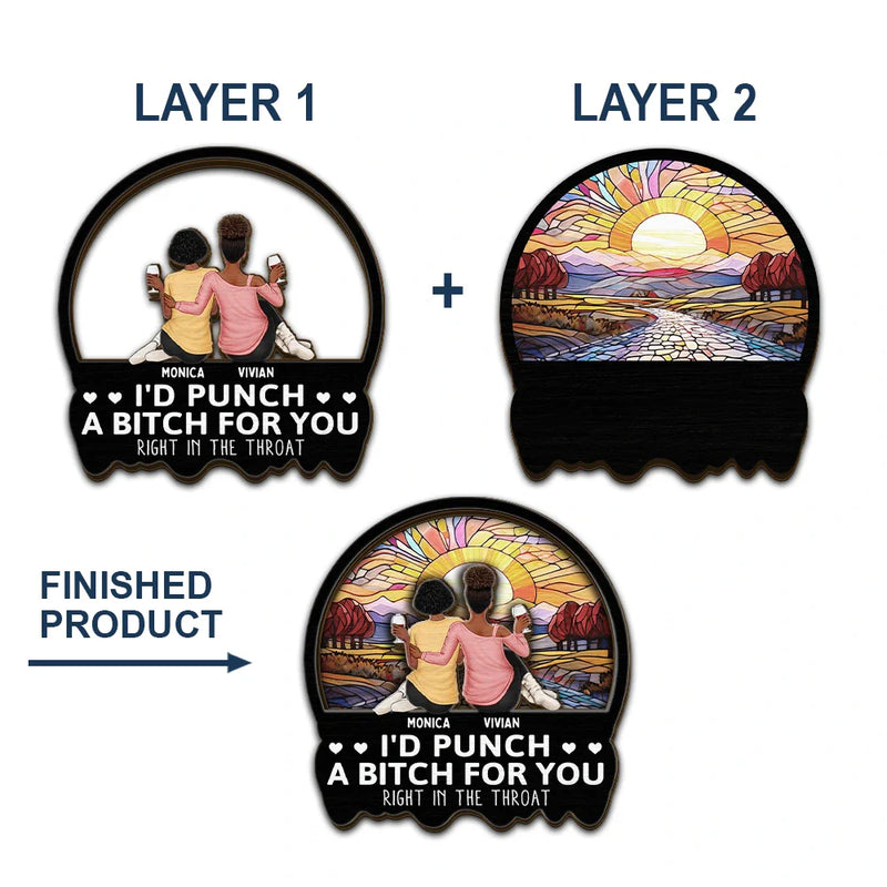 Gift For Bestie, Gifts For Colleagues, Gift For Sisters - Right In The Throat Besties Sisters - Personalized Custom Shaped Car Visor Clip