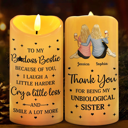 Thank You For Being My Unbiological Sisters - Personalized Flameless LED Candle