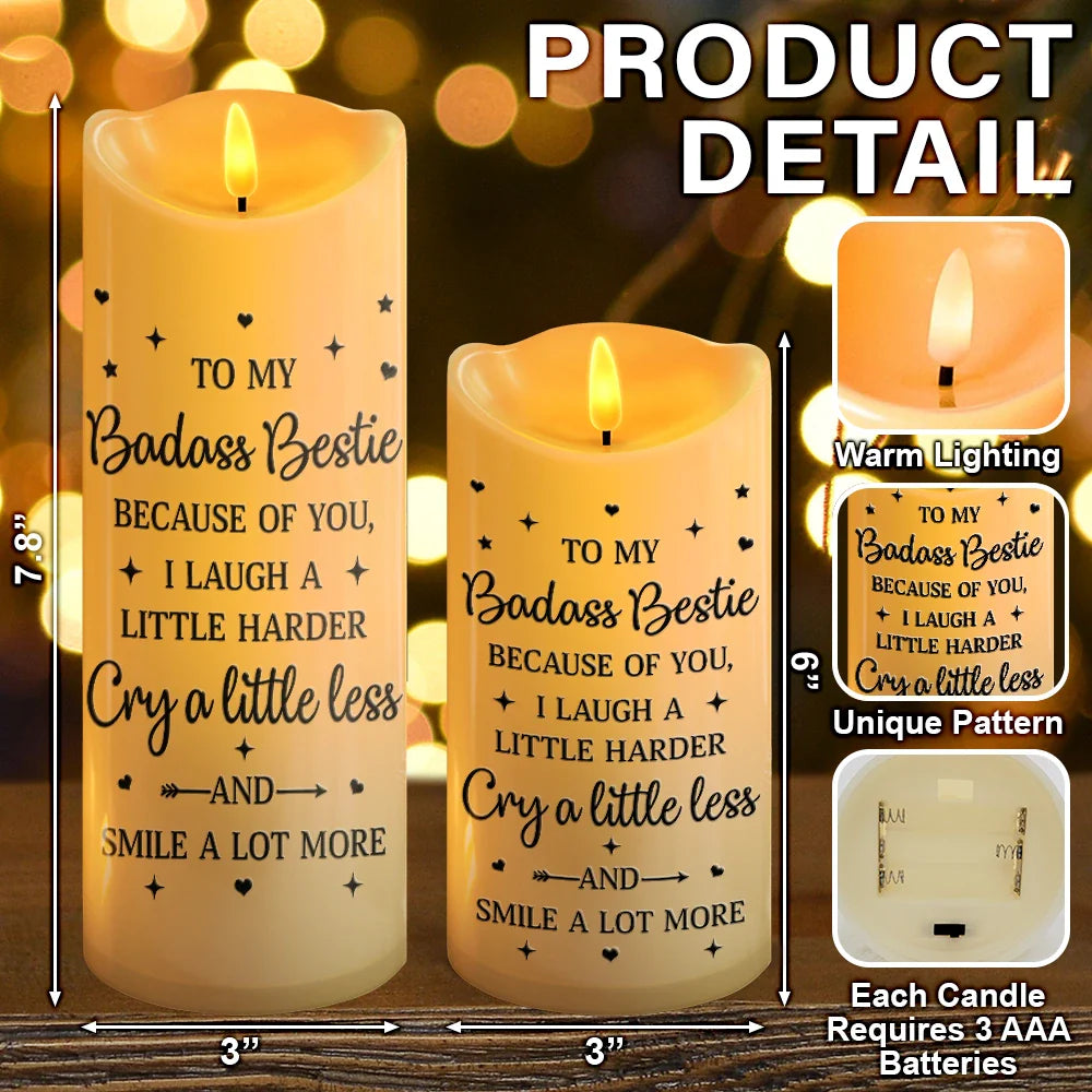 Gift For Bestie, Gift For Sisters - Thank You For Being My Unbiological Sisters - Personalized Flameless LED Candle

