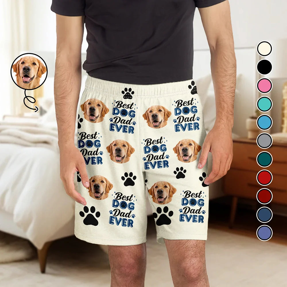 Custom Photo Best Dog Mom Dog Dad Cat Dad Cat Mom - Personalized Pajama Shorts