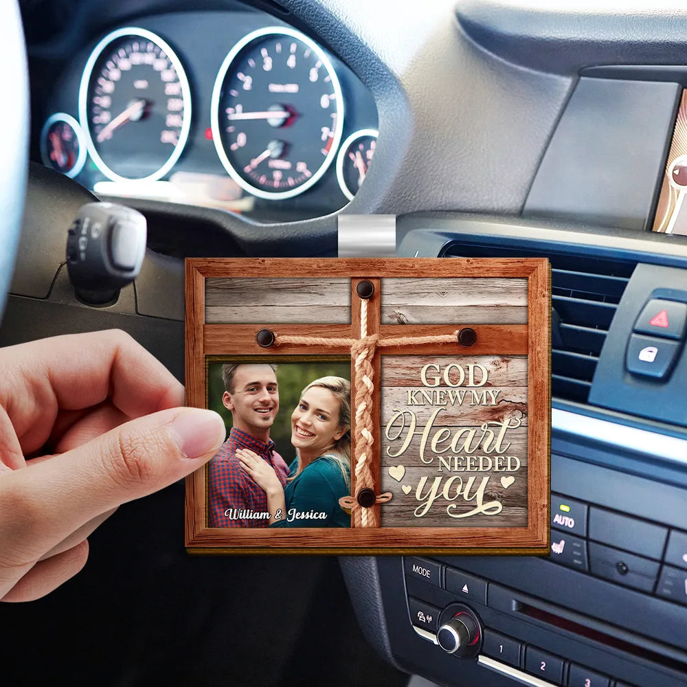 Gift For Couples, Gift For Husband, Gift For Boyfriend, Gift For Wife, Gift For Girlfriend - Custom Photo My Heart Needed You - Personalized Custom Shaped Car Visor Clip