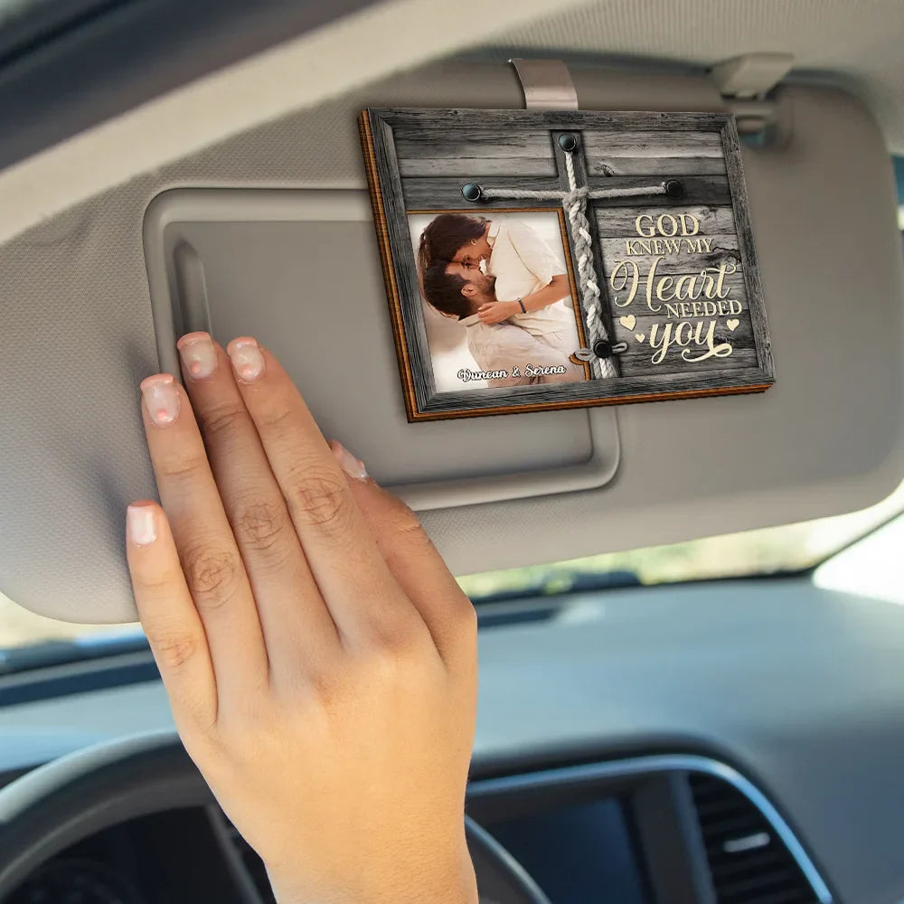 Gift For Couples, Gift For Husband, Gift For Boyfriend, Gift For Wife, Gift For Girlfriend - Custom Photo My Heart Needed You - Personalized Custom Shaped Car Visor Clip