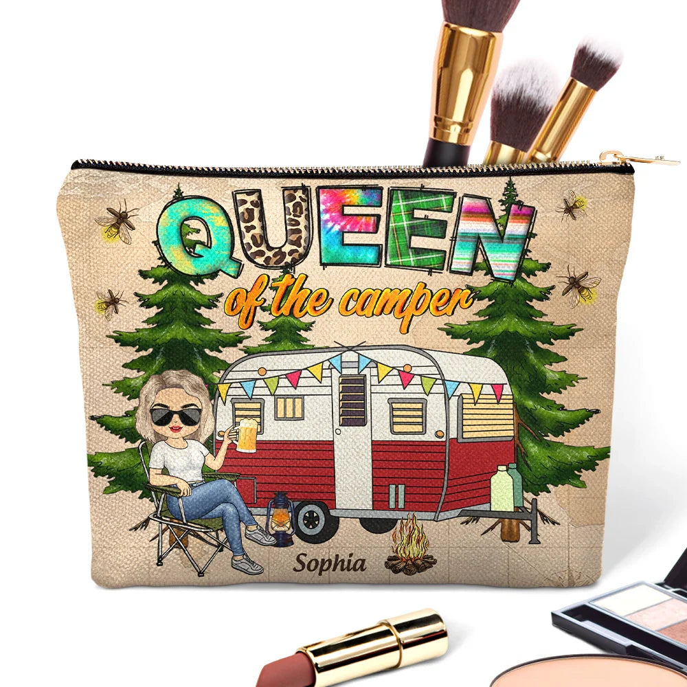 Gift For Yourself, Camping, Campsite - Queen Of The Camper - Personalized Cosmetic Bag
