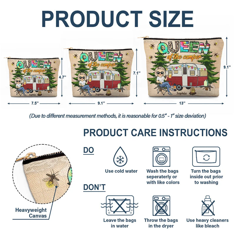 Gift For Yourself, Camping, Campsite - Queen Of The Camper - Personalized Cosmetic Bag
