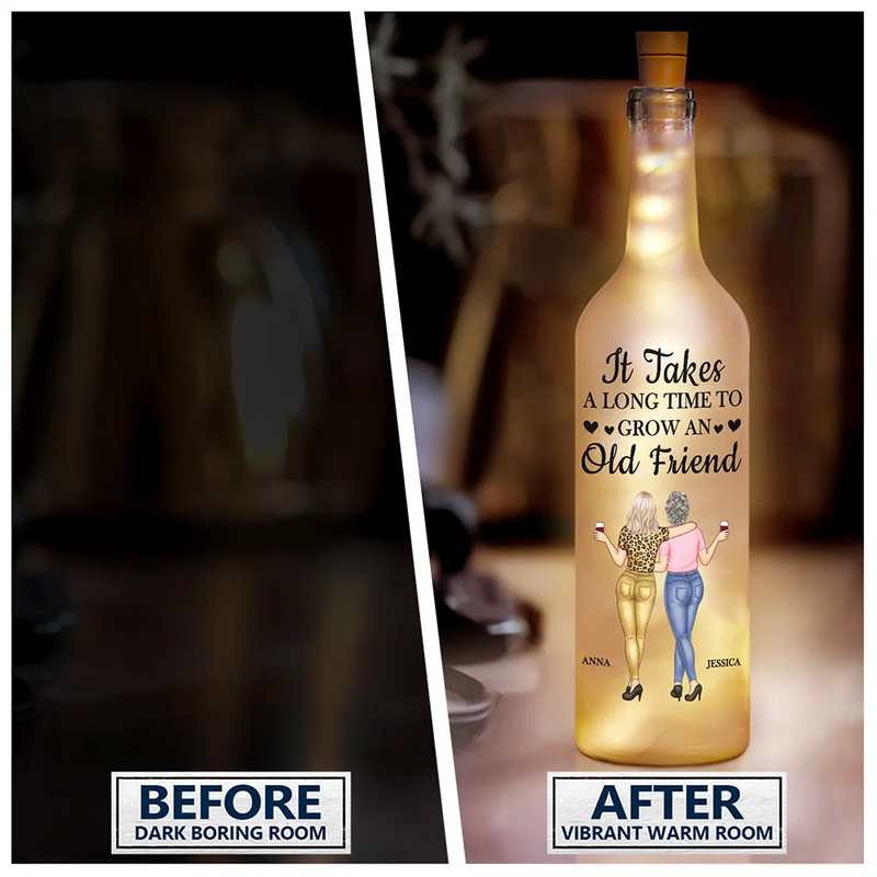Gift For Bestie,Happy - A Friend Is God's Way Of Making Sure We Never Walk Alone - Personalized Bottle Light