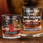 Gift For Couples, Gift For Husband, Gift For Wife, Gift For Boyfriend, Gift For Girlfriend - I Love You For Who You Are Afro Couples - Personalized Whiskey Glass
