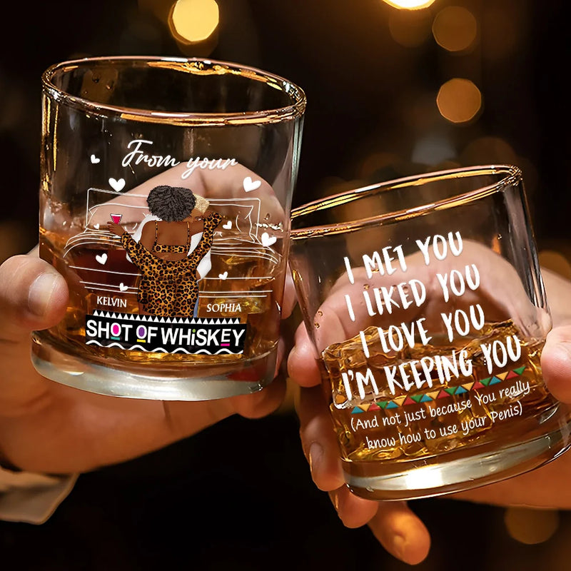 Gift For Couples, Gift For Husband, Gift For Wife, Gift For Boyfriend, Gift For Girlfriend - I Love You For Who You Are Afro Couples - Personalized Whiskey Glass