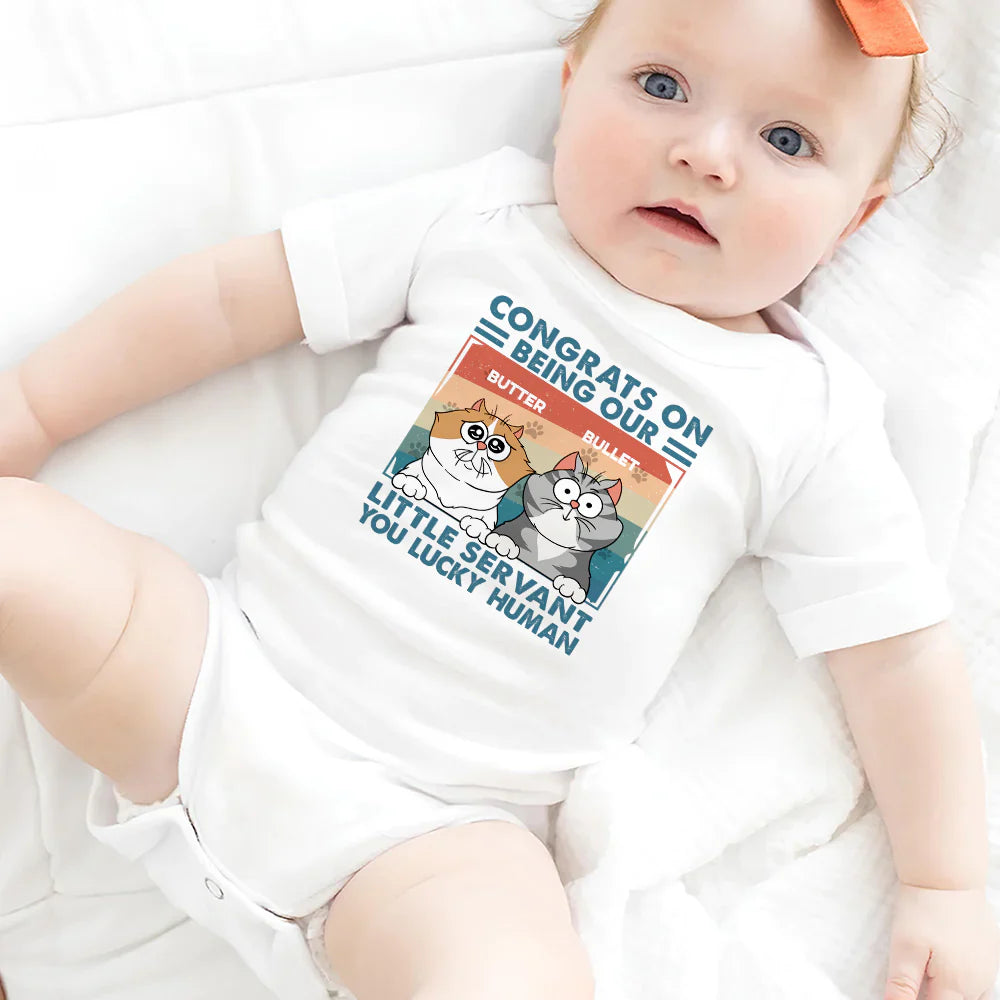Cat Lovers, Pet Lovers, New baby - Congrats On Being My Little Servant - Personalized Baby Onesie
