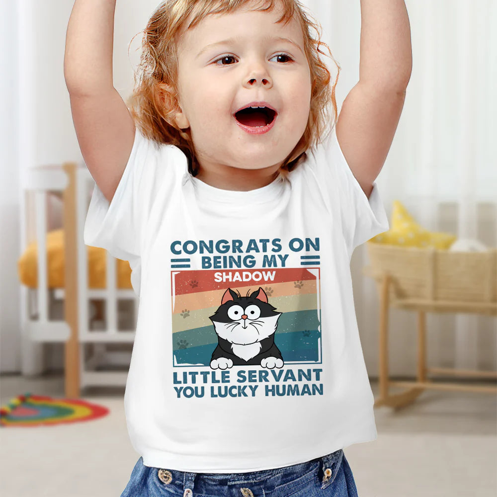 Cat Lovers, Pet Lovers, New baby - Congrats On Being My Little Servant - Personalized Baby Onesie
