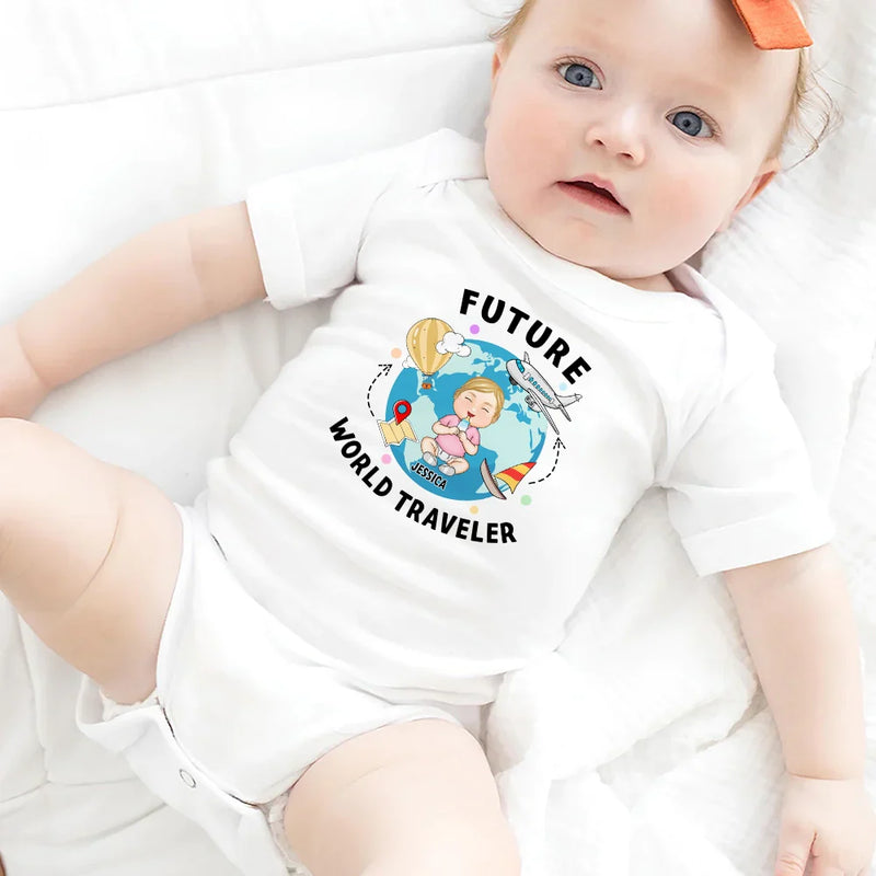 Travel, Gift For Kids - Future World Traveler - Personalized Baby Onesie