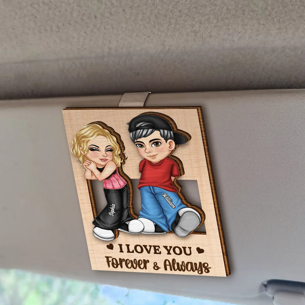 Gift For Husband,Gift For Couples,Gift For Wife,Gift For Boyfriend,Gift For Girlfriend - Drive Safe I Love You Y2K Couple - Personalized Custom Shaped Car Visor Clip
