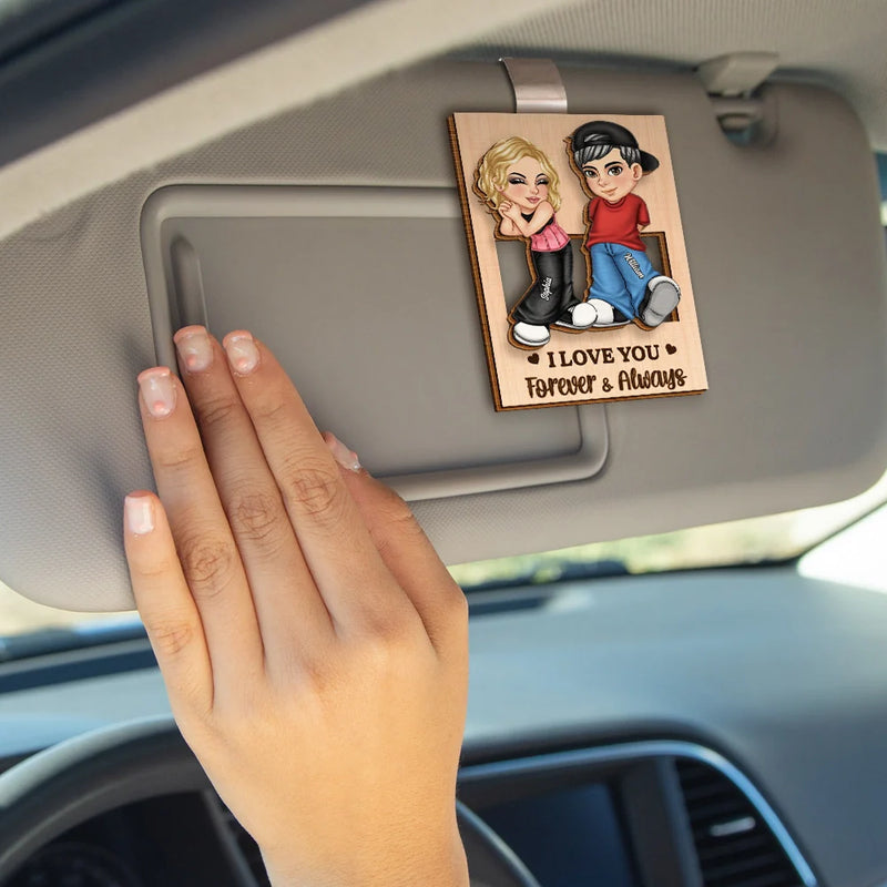 Gift For Husband,Gift For Couples,Gift For Wife,Gift For Boyfriend,Gift For Girlfriend - Drive Safe I Love You Y2K Couple - Personalized Custom Shaped Car Visor Clip
