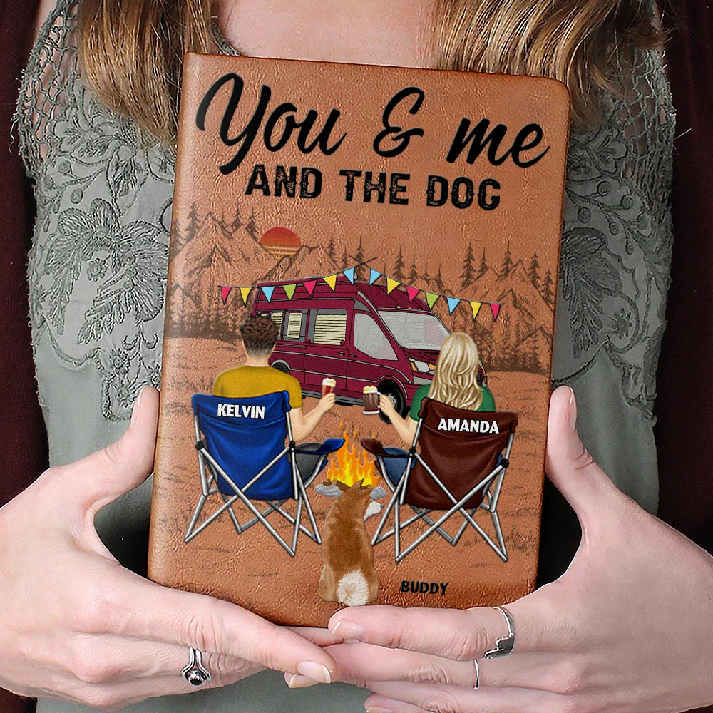 Camping, Campsite, Dog Couple - You And Me And The Dogs - Personalized Leather Journal
