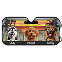 Dog Lovers, Dog Mom, Pet Lovers - Dog's Trip 3D Cartoon Effect - Personalized Auto Sunshade