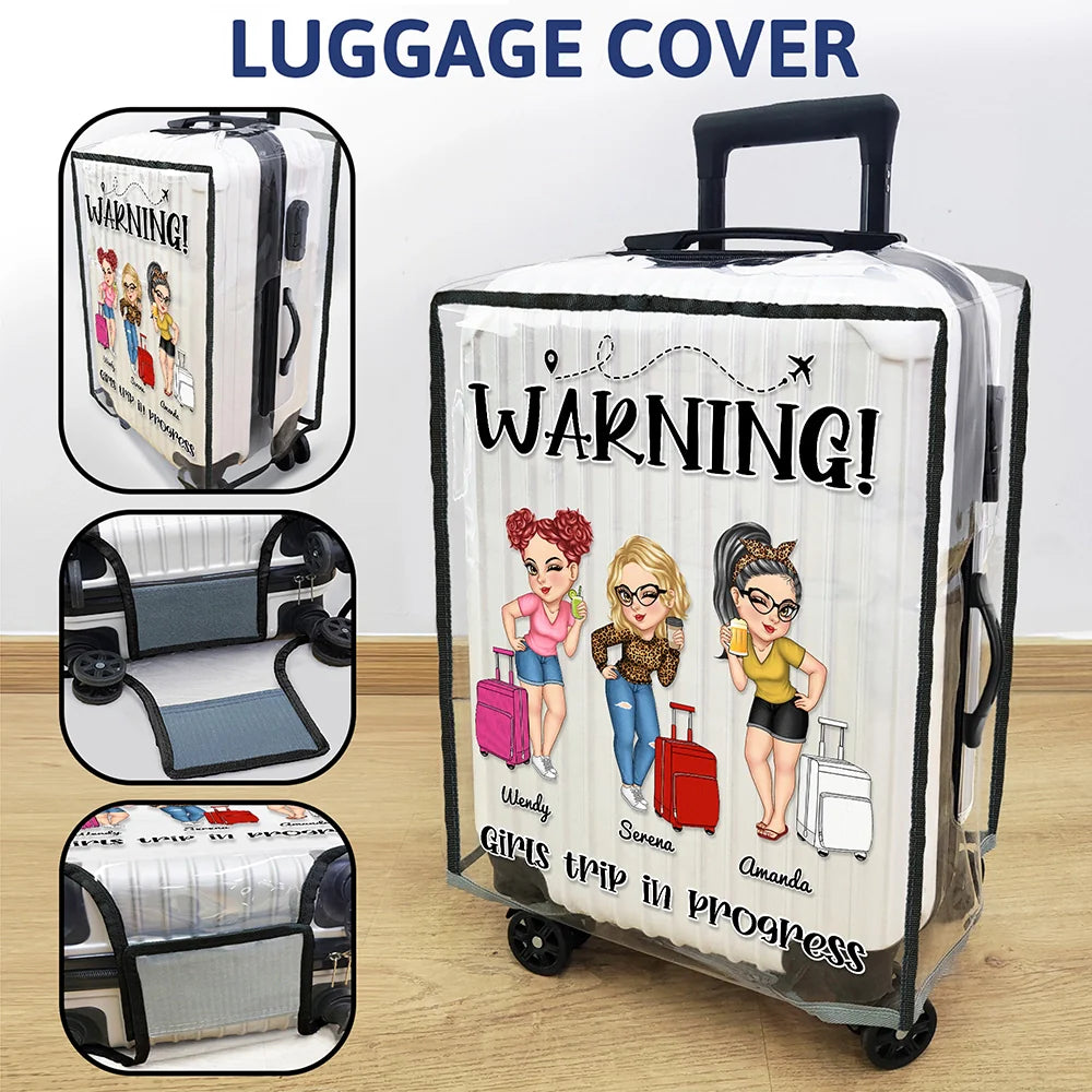 Continue Shopping,Gift For Bestie,Best friends' Hobby,Gift For Sisters,Gift For Women,Travel,Happy - Girls Trip Cheaper Than Therapy - Personalized Clear Luggage Cover