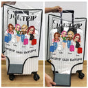 Continue Shopping,Gift For Bestie,Best friends' Hobby,Gift For Sisters,Gift For Women,Travel,Happy - Girls Trip Cheaper Than Therapy - Personalized Clear Luggage Cover
