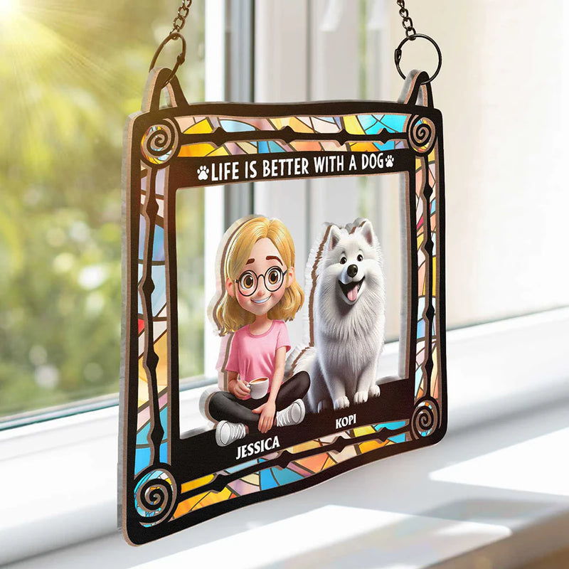 Dog Lovers, Pet Lovers - All You Need Is Love And Dog Lovers - Personalized Window Hanging Suncatcher Ornament