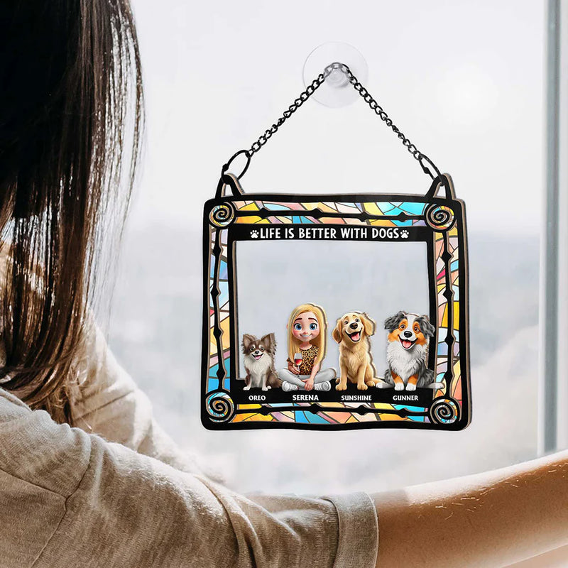 Dog Lovers, Pet Lovers - All You Need Is Love And Dog Lovers - Personalized Window Hanging Suncatcher Ornament