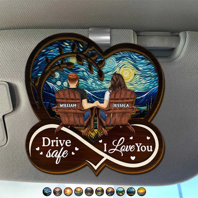 Gift For Couples,Gift For Husband,Gift For Wife,Gift For Boyfriend,Gift For Girlfriend,Love - Drive Safe I Love You Holding Hand Couple - Personalized Custom Shaped Car Visor Clip