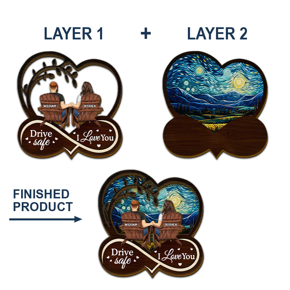 Gift For Couples,Gift For Husband,Gift For Wife,Gift For Boyfriend,Gift For Girlfriend,Love - Drive Safe I Love You Holding Hand Couple - Personalized Custom Shaped Car Visor Clip