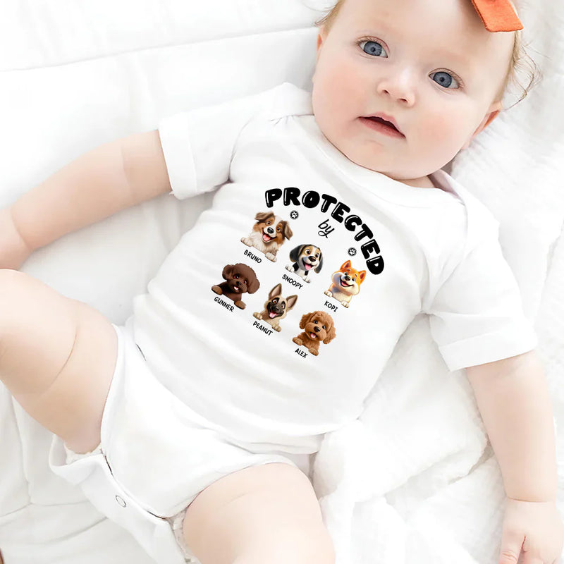 Dog Lovers,Pet Lovers,Funny - Protected By 3D Effect Dog - Personalized Baby Onesie