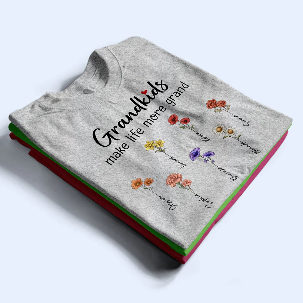 Gift For Grandma - Grandkids Make Life More Grand - Personalized T Shirt