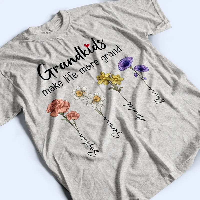 Gift For Grandma - Grandkids Make Life More Grand - Personalized T Shirt