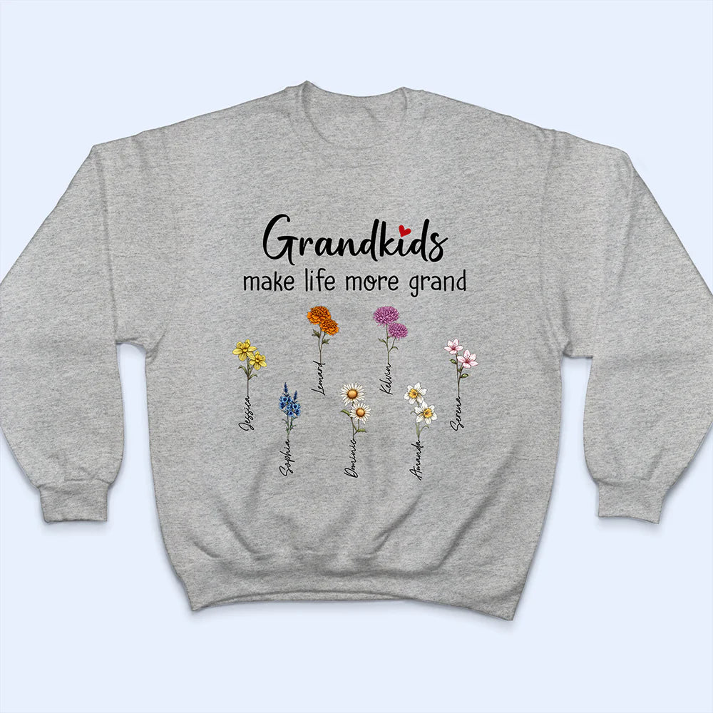 Gift For Grandma - Grandkids Make Life More Grand - Personalized T Shirt