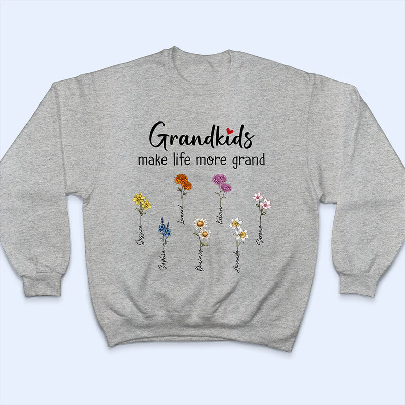 Gift For Grandma - Grandkids Make Life More Grand - Personalized T Shirt