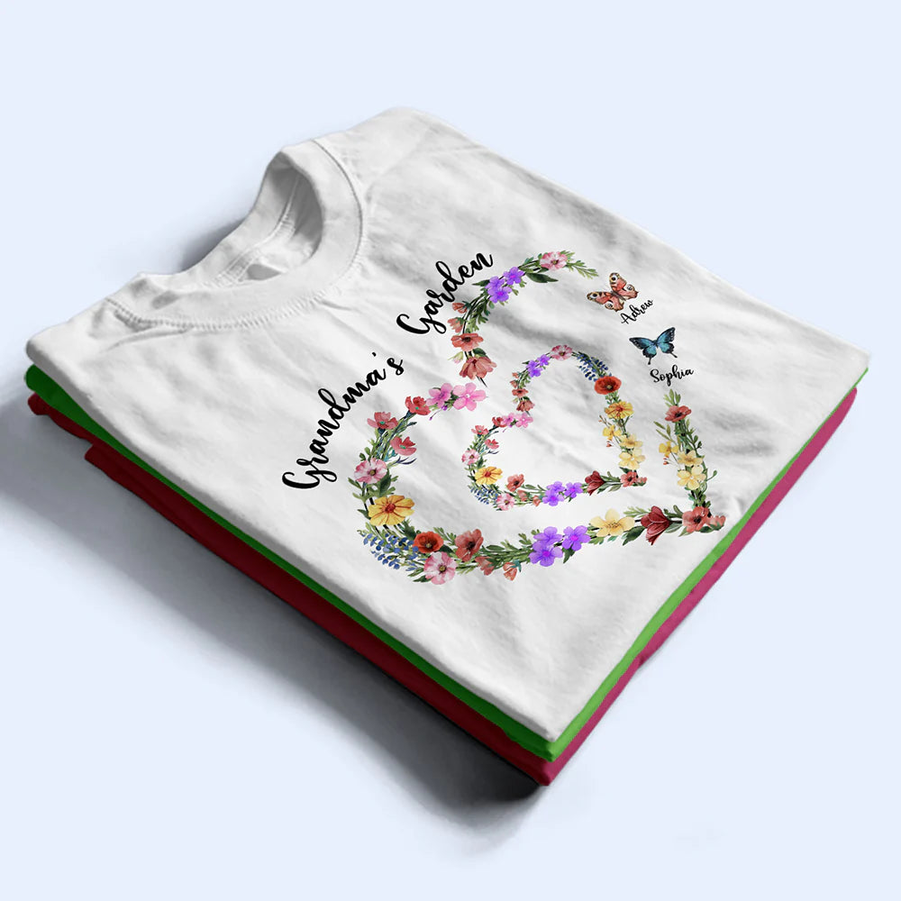 Gift For Grandma, Happy - Grandma's Garden - Personalized T Shirt