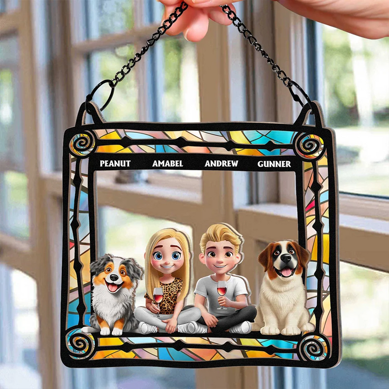 Dog Couple, Dog Lovers, Love - Lovely Dog Couples - Personalized Window Hanging Suncatcher Ornament