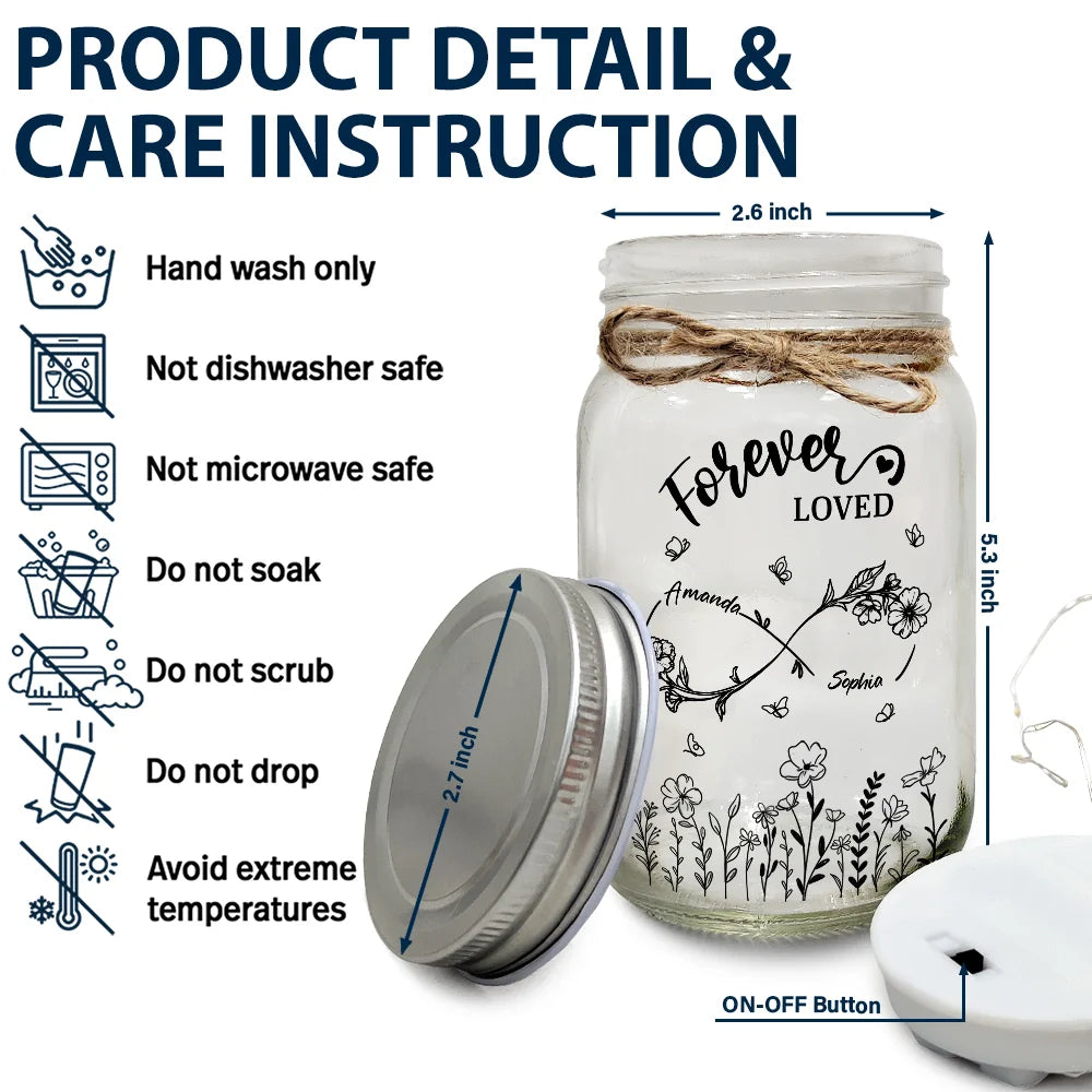 Gift For Mother,Gift For Grandma,Long Distance - Grandma Mom Even When I'm Not Close By - Personalized Mason Jar Light
