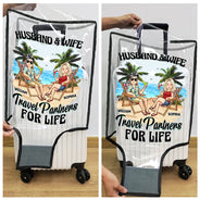 Travel,Gift For Husband,Gift For Wife,Gift For Boyfriend,Gift For Girlfriend,Gift For Couples - Travel Partners For Life - Personalized Clear Luggage Cover
