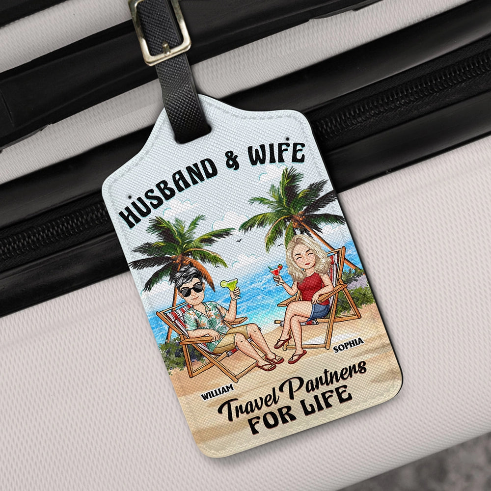 Travel,Gift For Husband,Gift For Wife,Gift For Boyfriend,Gift For Girlfriend,Gift For Couples - Travel Partners For Life - Personalized Luggage Tag