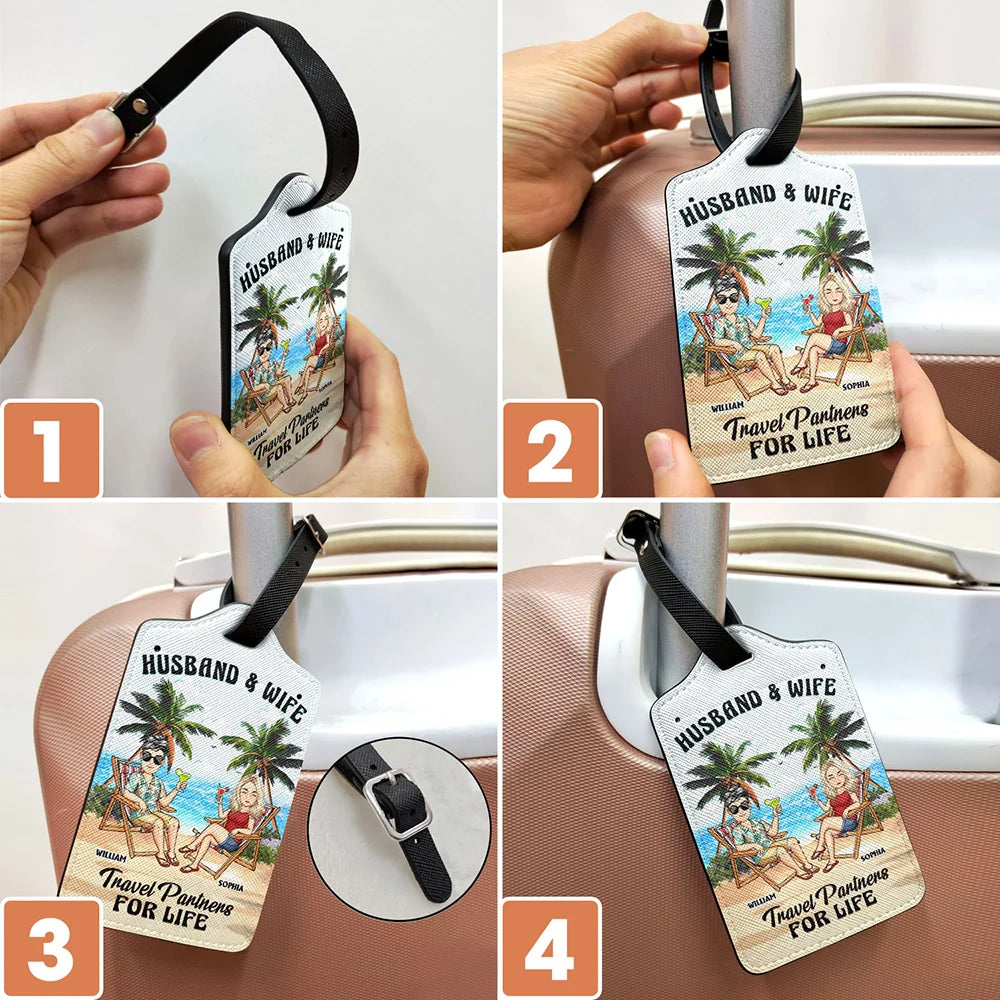 Travel,Gift For Husband,Gift For Wife,Gift For Boyfriend,Gift For Girlfriend,Gift For Couples - Travel Partners For Life - Personalized Luggage Tag