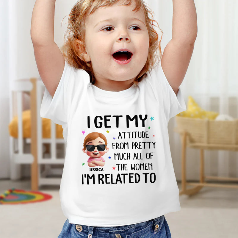New baby,New Mom,Funny,New Dad,Parents,Gift For Mother - I Get My Attitude - Personalized Baby Onesie