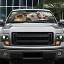 Pet Lovers, Pet Mom, Pet Dad, Dog Lovers, Dog Mom, Dog Dad, Happy - Woman Man Dog 3D Effect - Personalized Auto Sunshade