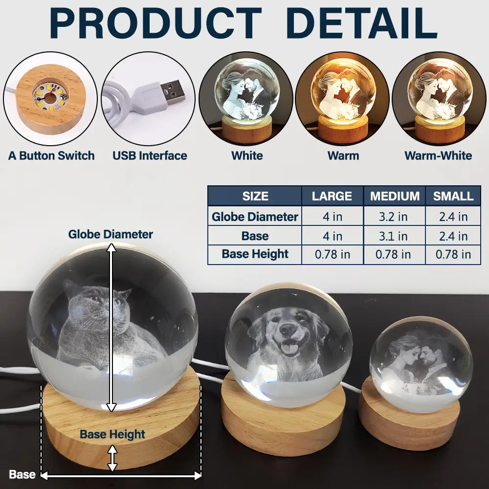 Custom Photo,Sad,Memorial - Custom Photo I'm Always With You - Personalized Crystal Globe Lamp